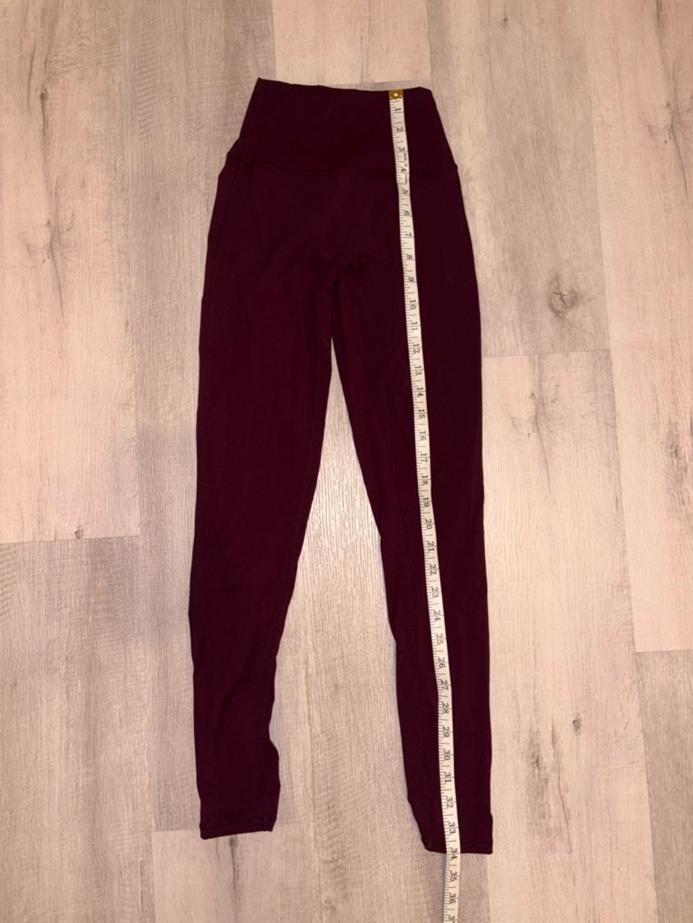 Women’s High-Waist Burgundy Leggings - Picture 4 of 5